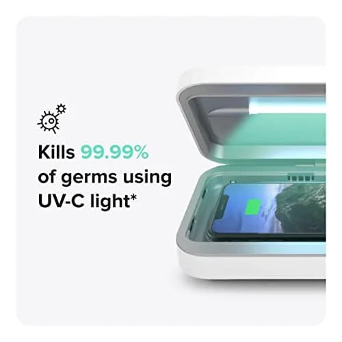 PhoneSoap 3 UV Phone Sanitizer Box & Dual Charger | 360° UVC Disinfection, Silver thumbnail 2