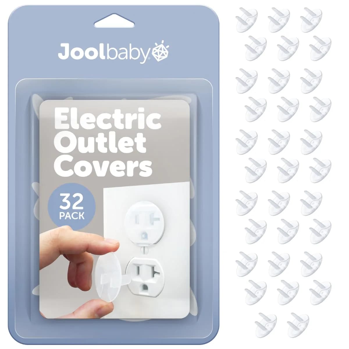 Jool Baby Outlet Covers 32 Pack | Childproof Electric Sockets with Easy Adult Removal - main product image