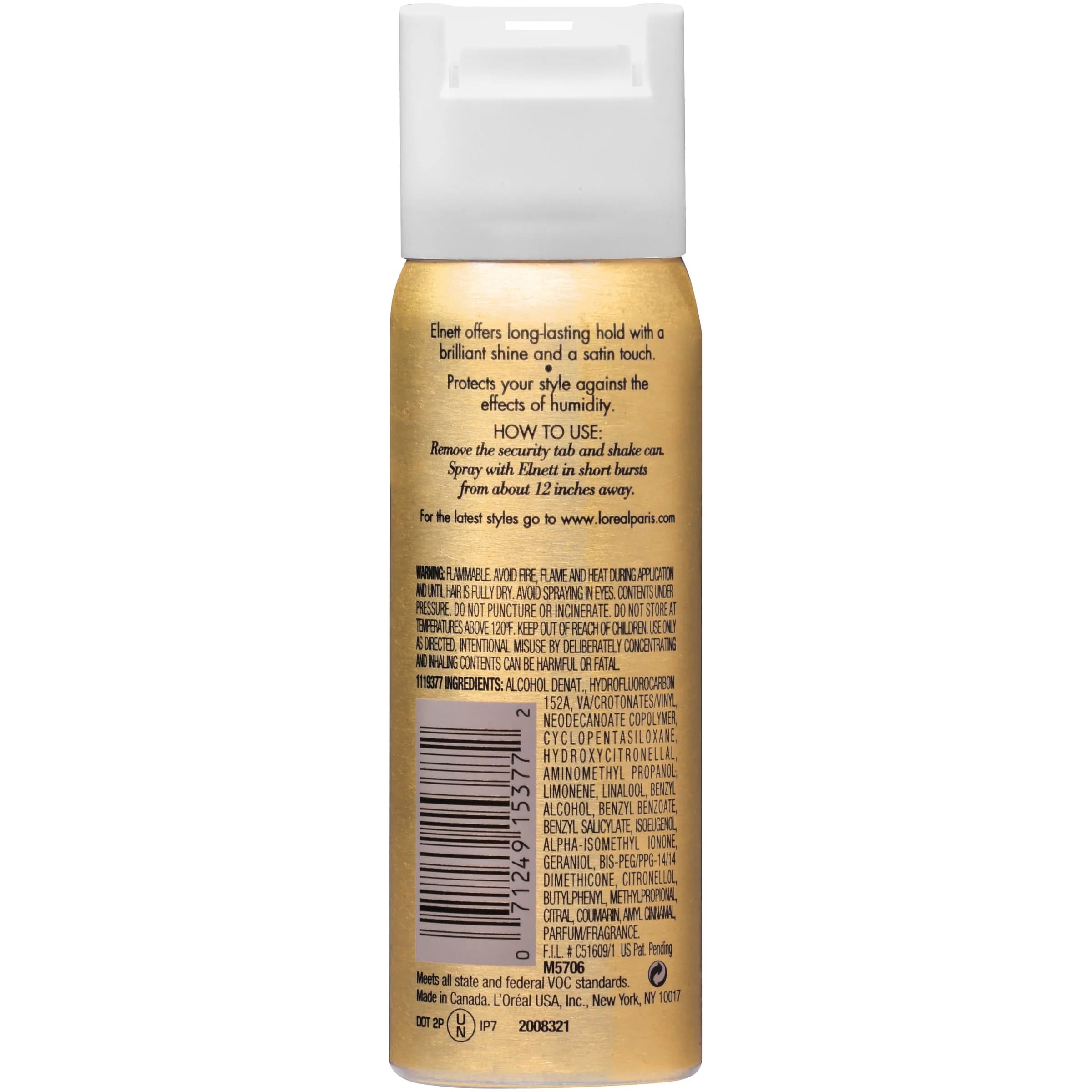 L'Oreal Paris Elnett Satin Extra Strong Hold Hairspray, 198 ml (6.6 Fl Oz) | Humidity Protection - view 2