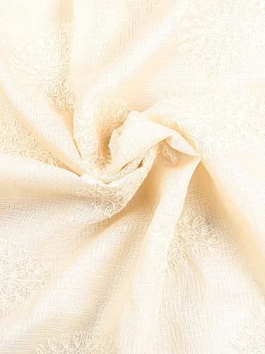 DUPATTA BAZAAR Women's Embroidered Ivory Cotton Kota Doria Dupatta | Handloom Weave thumbnail 6