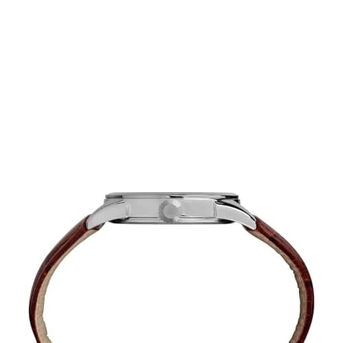 Timex Men's Easy Reader 38mm Watch – Silver-Tone Case Blue Dial with Brown Croco Leather Strap | Classic Analog Quartz Watch thumbnail 2