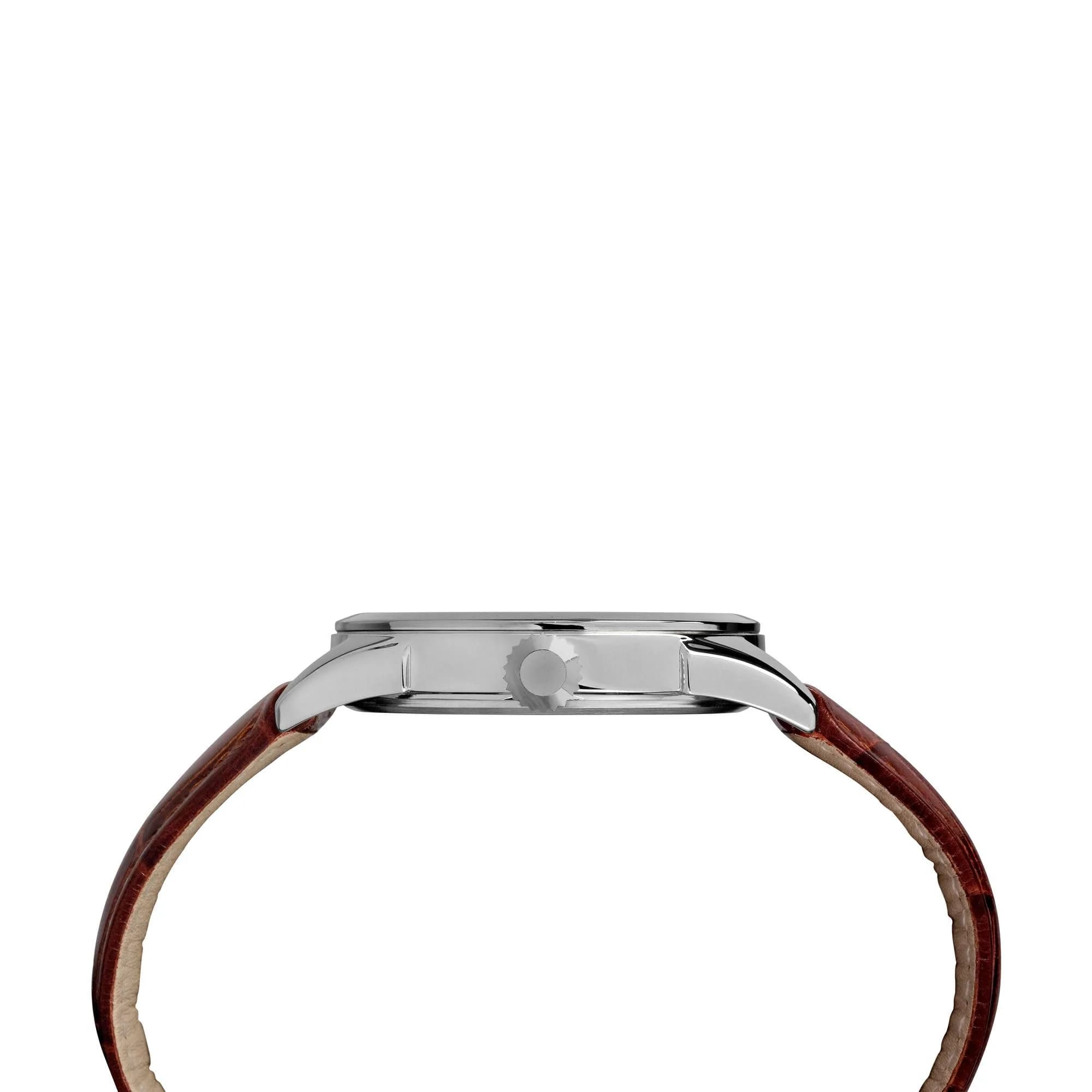 Timex Men's Easy Reader 38mm Watch – Silver-Tone Case Blue Dial with Brown Croco Leather Strap | Classic Analog Quartz Watch - view 2