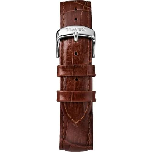 Timex Men's Easy Reader 38mm Watch – Silver-Tone Case Blue Dial with Brown Croco Leather Strap | Classic Analog Quartz Watch thumbnail 3