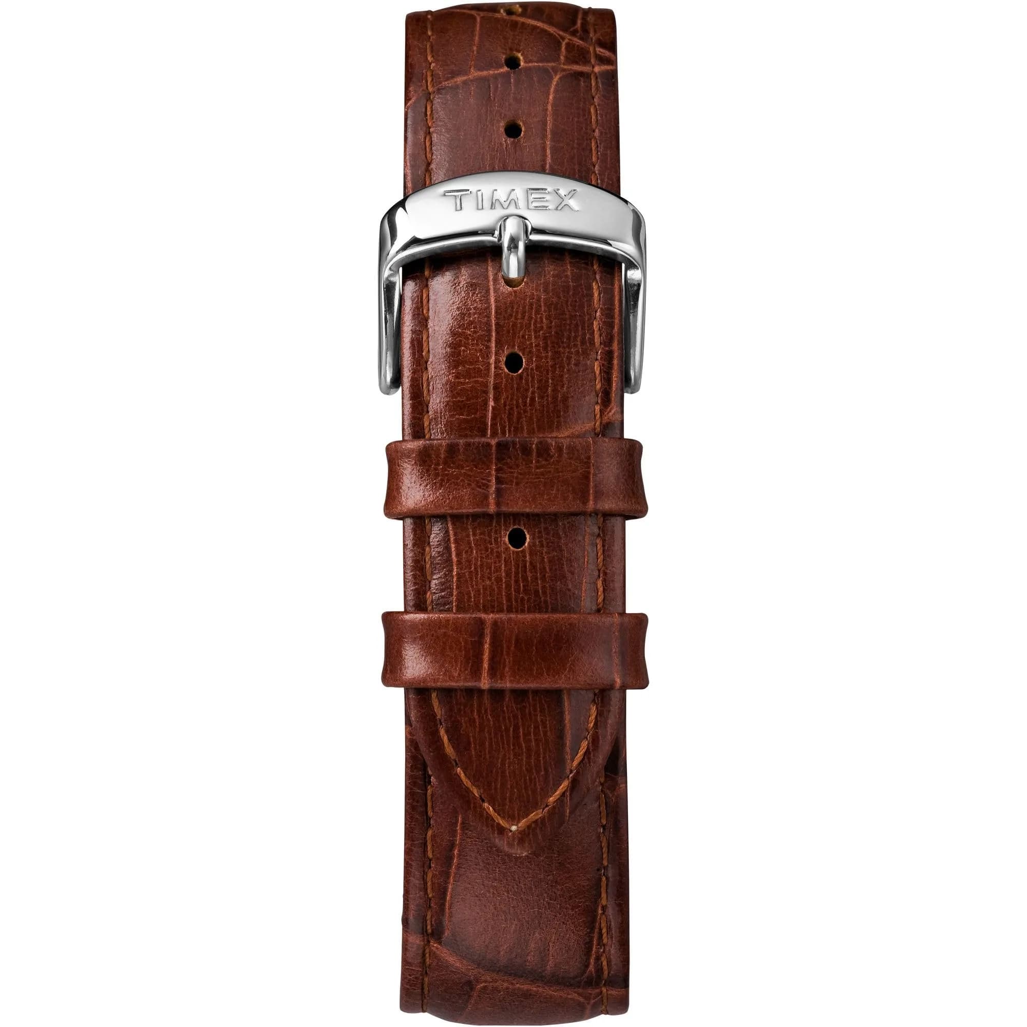Timex Men's Easy Reader 38mm Watch – Silver-Tone Case Blue Dial with Brown Croco Leather Strap | Classic Analog Quartz Watch - view 3