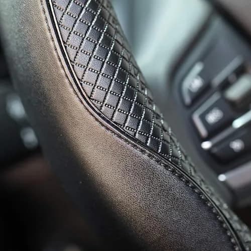 Valleycomfy Genuine Leather Steering Wheel Cover M (37-39 cm) | Breathable, Anti-Slip & Odor Free thumbnail 4