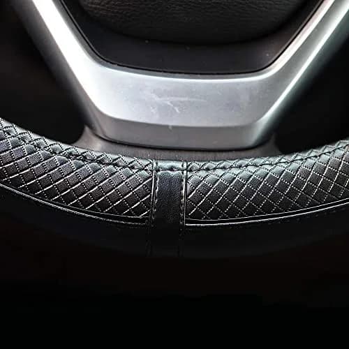Valleycomfy Genuine Leather Steering Wheel Cover M (37-39 cm) | Breathable, Anti-Slip & Odor Free thumbnail 5
