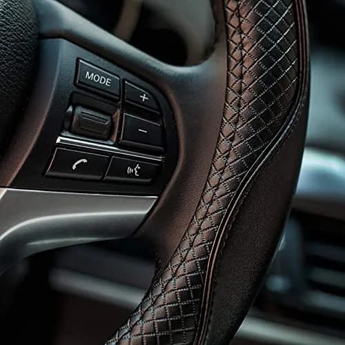 Valleycomfy Genuine Leather Steering Wheel Cover M (37-39 cm) | Breathable, Anti-Slip & Odor Free thumbnail 3