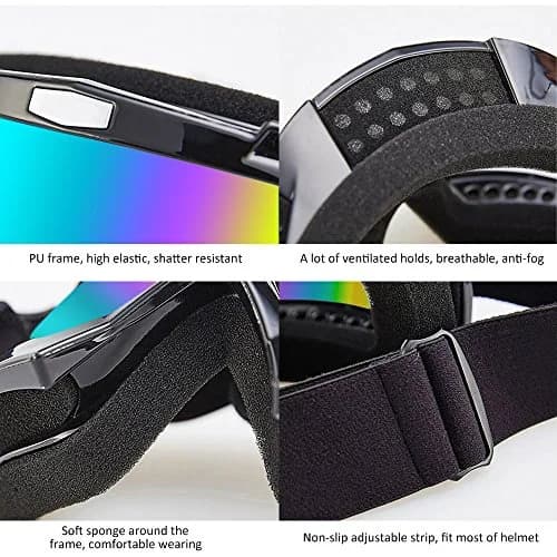 Dmeixs Motocross Goggles Full Rim Plastic, Multicolor Lens | Anti-Fog UV Protection thumbnail 4
