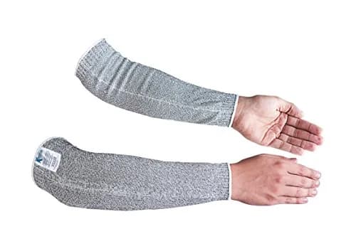 KEZZLED Heavy Duty Kevlar Arm Sleeves with Thumbhole | Cut & Heat Resistant, 18'' Inches, Grey thumbnail 1