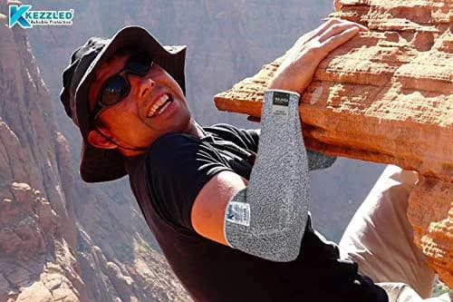 KEZZLED Heavy Duty Kevlar Arm Sleeves with Thumbhole | Cut & Heat Resistant, 18'' Inches, Grey thumbnail 4