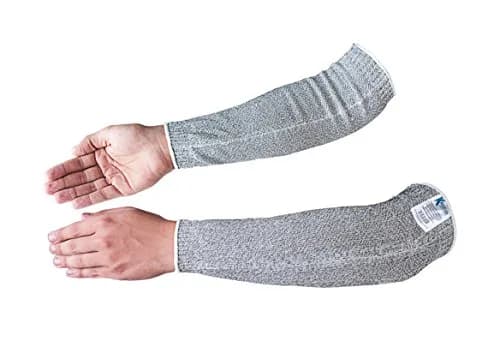 KEZZLED Heavy Duty Kevlar Arm Sleeves with Thumbhole | Cut & Heat Resistant, 18'' Inches, Grey thumbnail 2