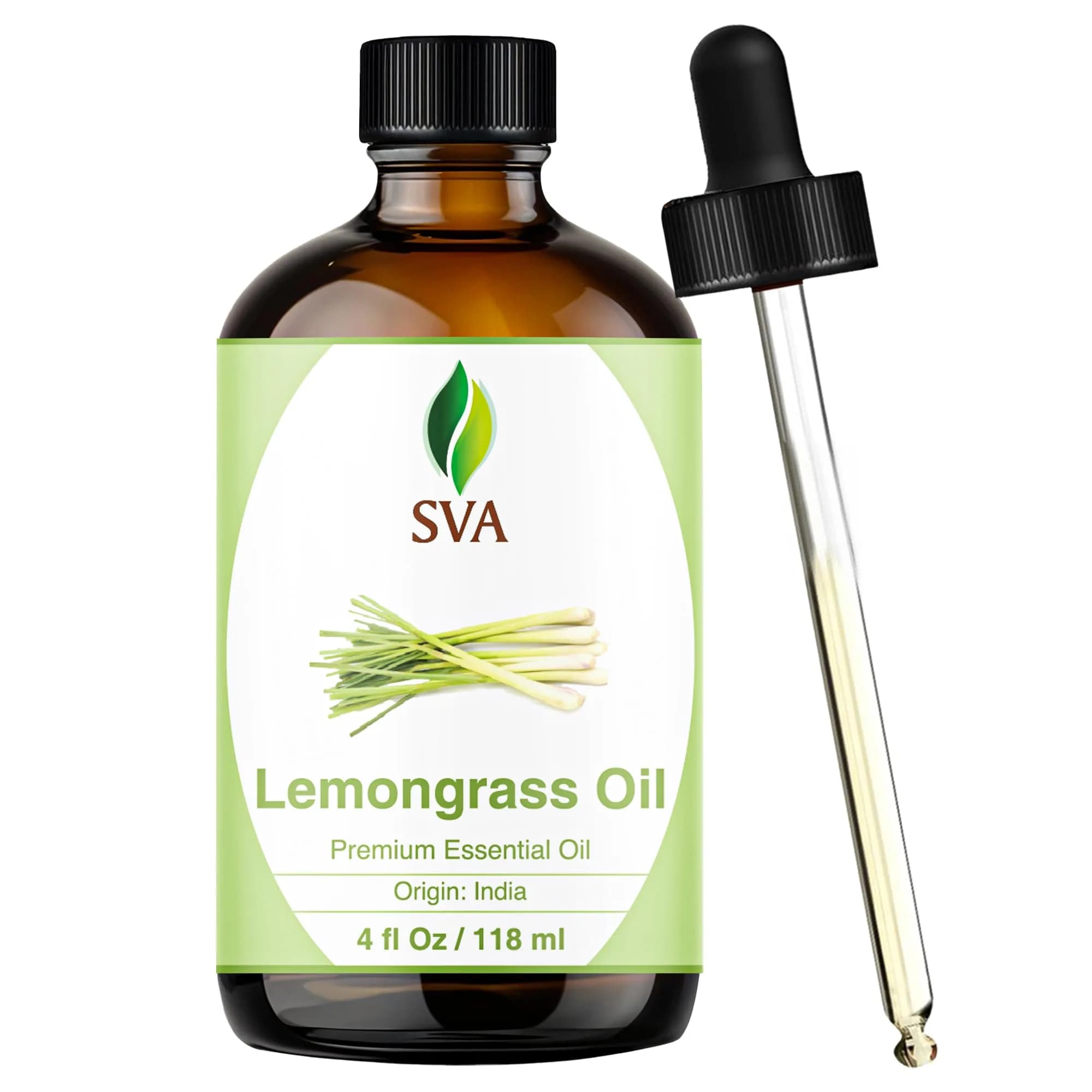 SVA ORGANICS Organic Lemongrass Essential Oil - 4 Fl Oz (118 mL) - Pure & Natural - main product image