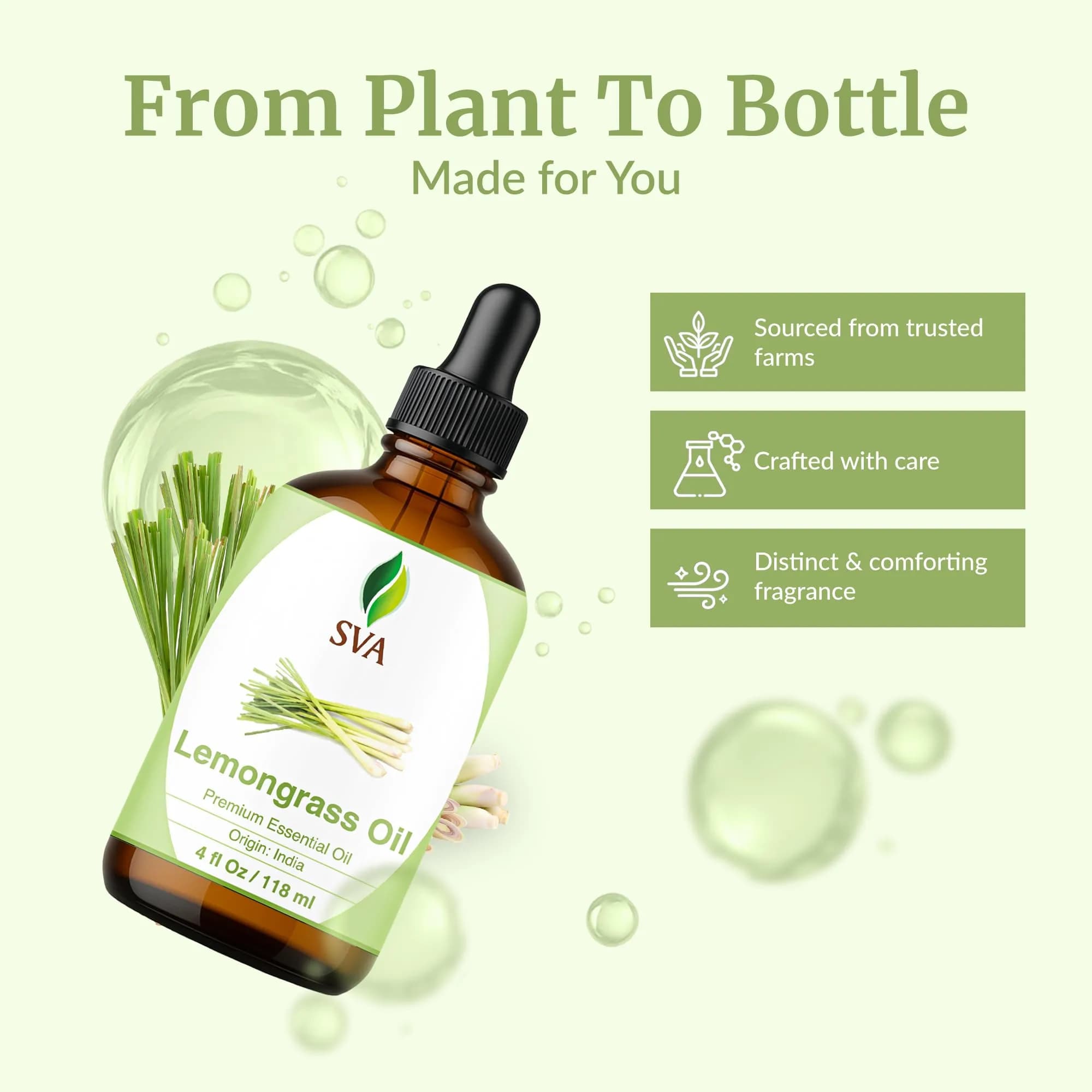 SVA ORGANICS Organic Lemongrass Essential Oil - 4 Fl Oz (118 mL) - Pure & Natural - view 4