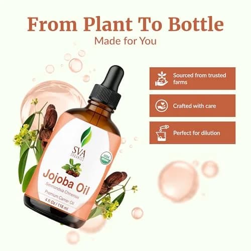 SVA ORGANICS Jojoba Seed Carrier Oil 4 Fl Oz (118 ml) with Dropper | Pure & Natural thumbnail 4