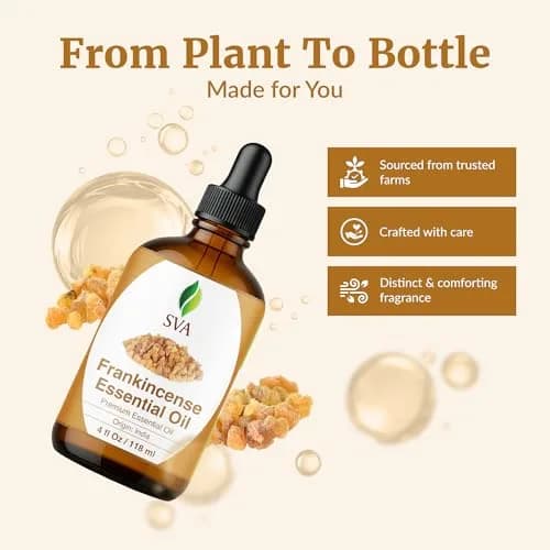 SVA ORGANICS Frankincense Essential Oil 118 ml (4 Fl Oz) | Pure Serrata Oil for Aromatherapy & Skin thumbnail 4