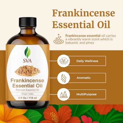 SVA ORGANICS Frankincense Essential Oil 118 ml (4 Fl Oz) | Pure Serrata Oil for Aromatherapy & Skin thumbnail 2