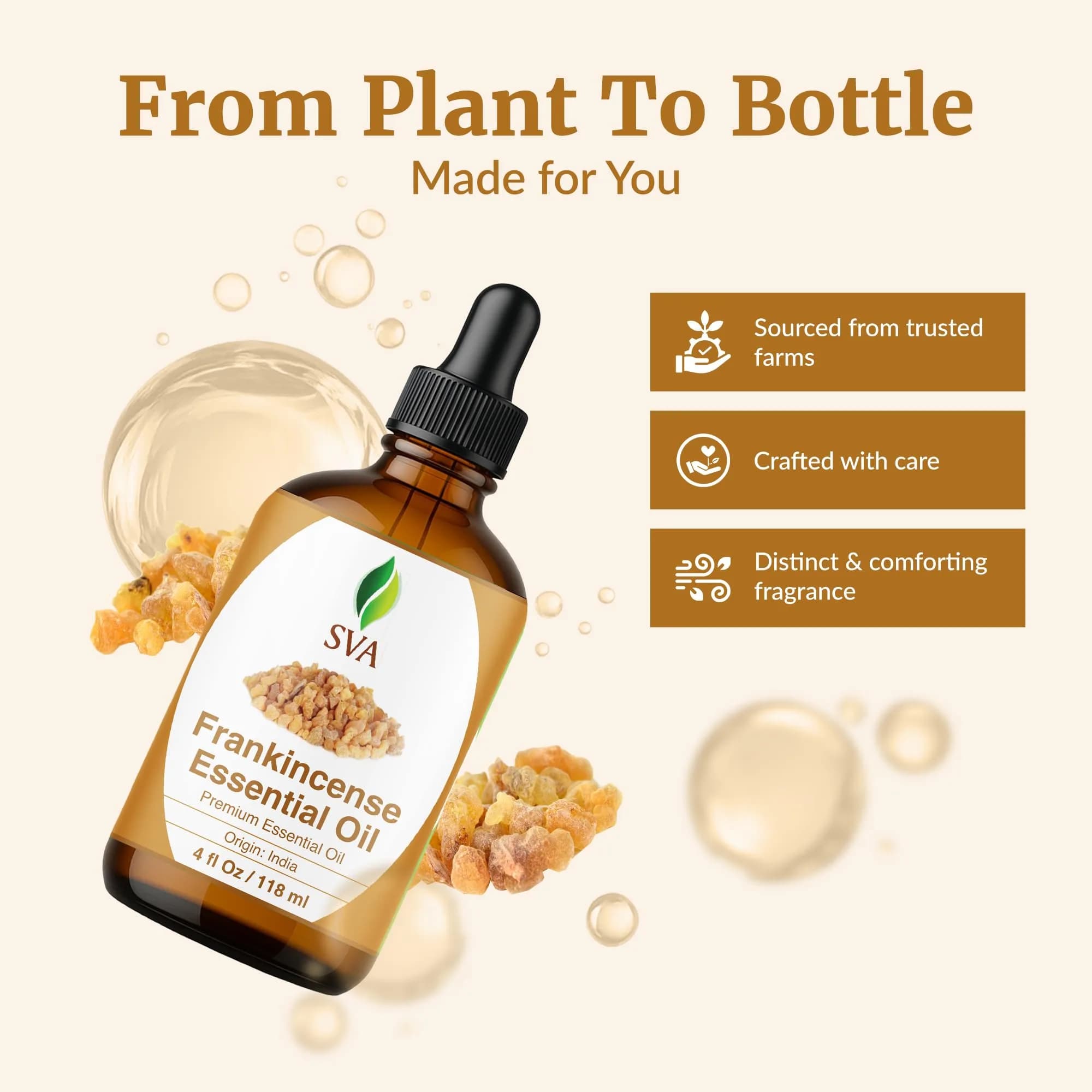 SVA ORGANICS Frankincense Essential Oil 118 ml (4 Fl Oz) | Pure Serrata Oil for Aromatherapy & Skin - view 4
