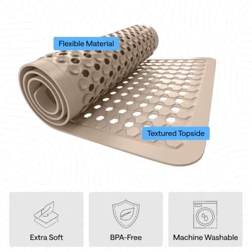 GORILLA GRIP Patented Bath Mat 89cm x 41cm | Hundreds of Suction Cups for Secure Grip & Easy Drainage thumbnail 4