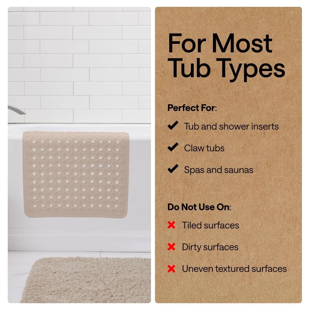 GORILLA GRIP Patented Bath Mat 89cm x 41cm | Hundreds of Suction Cups for Secure Grip & Easy Drainage - view 5