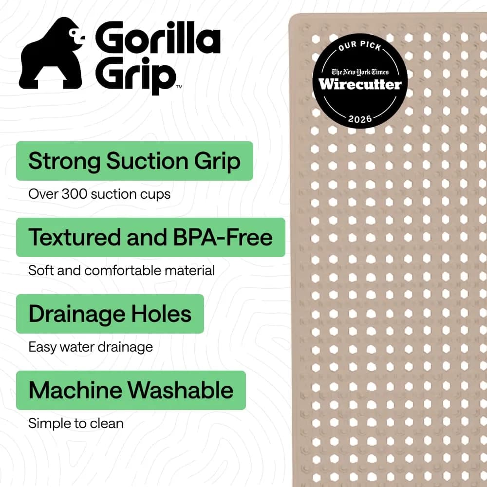 GORILLA GRIP Patented Bath Mat 89cm x 41cm | Hundreds of Suction Cups for Secure Grip & Easy Drainage - view 2