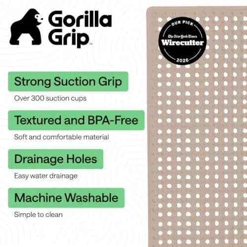 GORILLA GRIP Patented Bath Mat 89cm x 41cm | Hundreds of Suction Cups for Secure Grip & Easy Drainage thumbnail 2