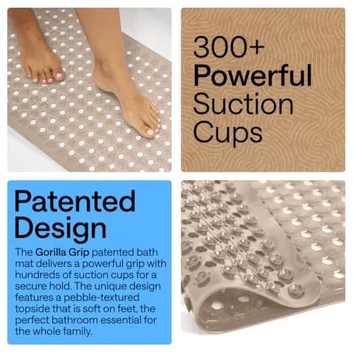GORILLA GRIP Patented Bath Mat 89cm x 41cm | Hundreds of Suction Cups for Secure Grip & Easy Drainage thumbnail 3