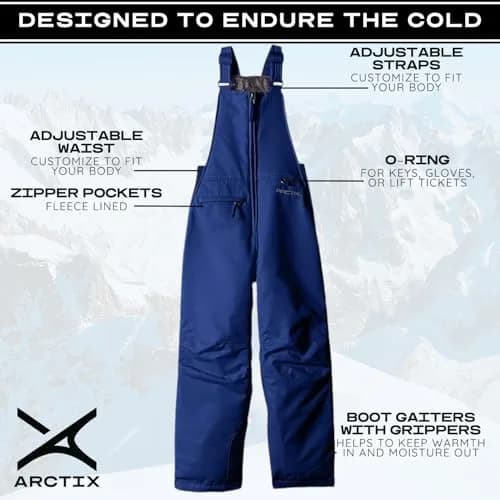 Arctix Kids Insulated Snow Bib Overalls Large | Warm, Water-Resistant, Easy Fit for Snow Adventures thumbnail 3