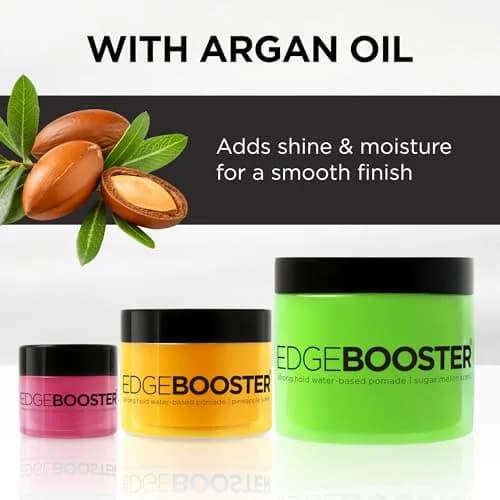 Style Factor Edge Booster Strong Hold Water-Based Pomade | Moisture & High Shine | Long Lasting Edge Control Gel | Sweat Peach, 3.38 oz thumbnail 3