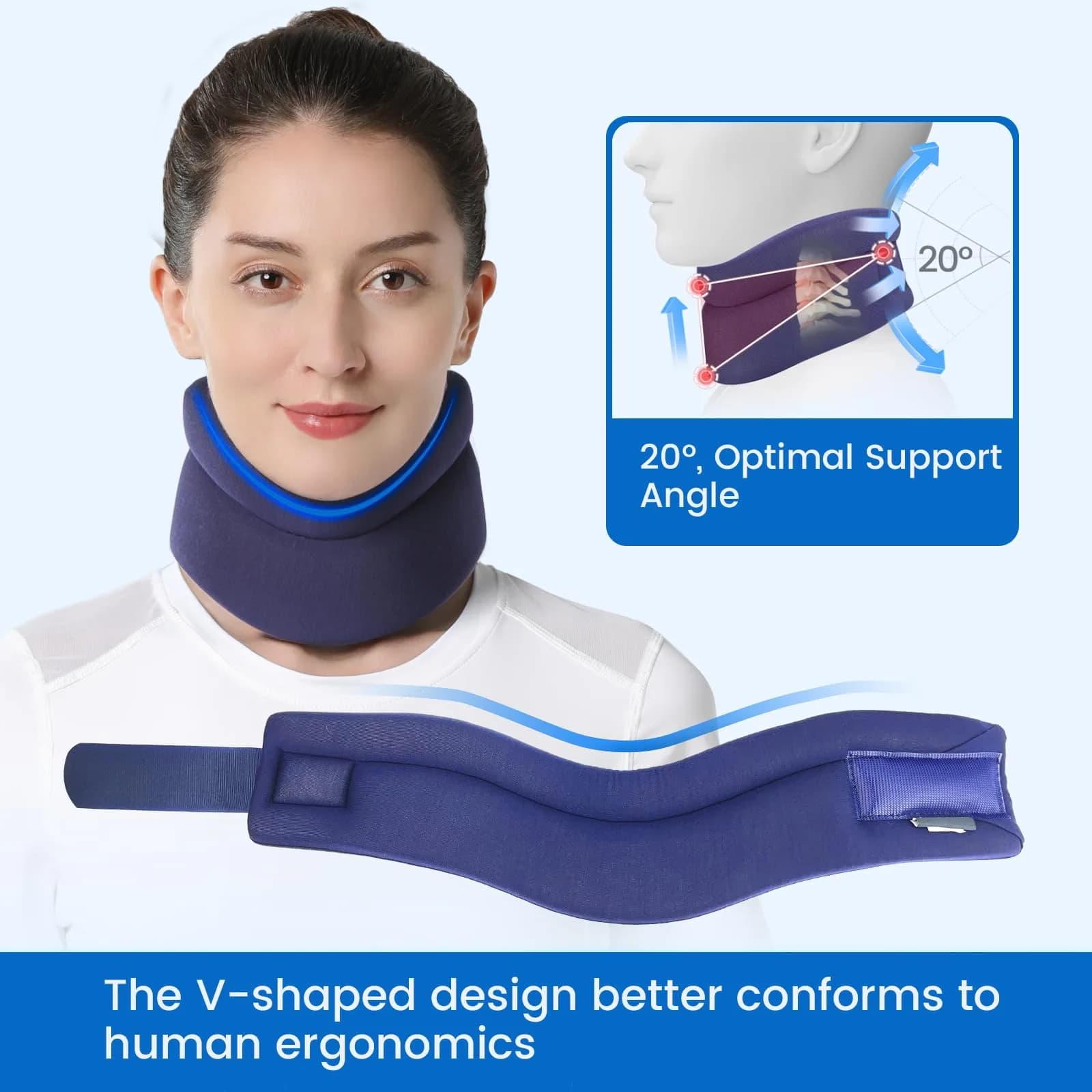 Velpeau Comfort Version Blue Cervical Collar Neck Brace Small (Pack of 1) - Neck Pain Support for Sleeping - view 2