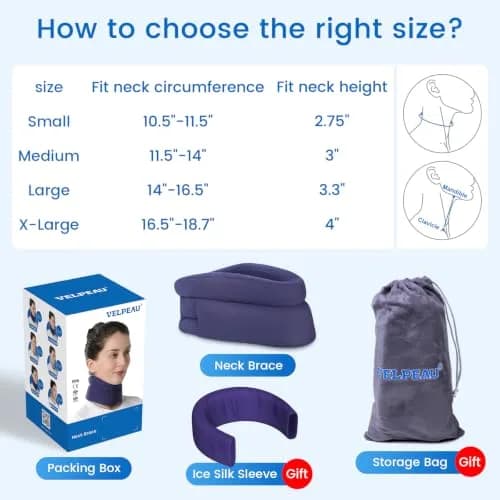 Velpeau Neck Brace for Neck Pain Support - Soft Cervical Collar for Sleeping & Support (Blue, Comfort, Medium: 29-35cm) thumbnail 6