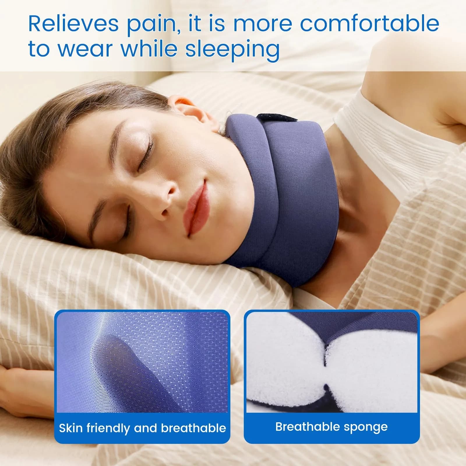 Velpeau Comfort Version Blue Cervical Collar Neck Brace Medium (Pack of 1) - Neck Pain Support for Sleeping - view 3