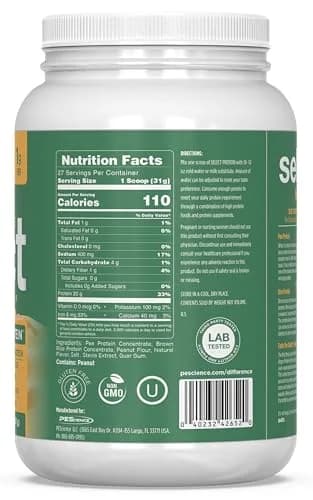 PEScience Select Vegan Protein Powder, Peanut Butter Delight, 27 Servings | Plant-Based, Dairy & Gluten Free thumbnail 8