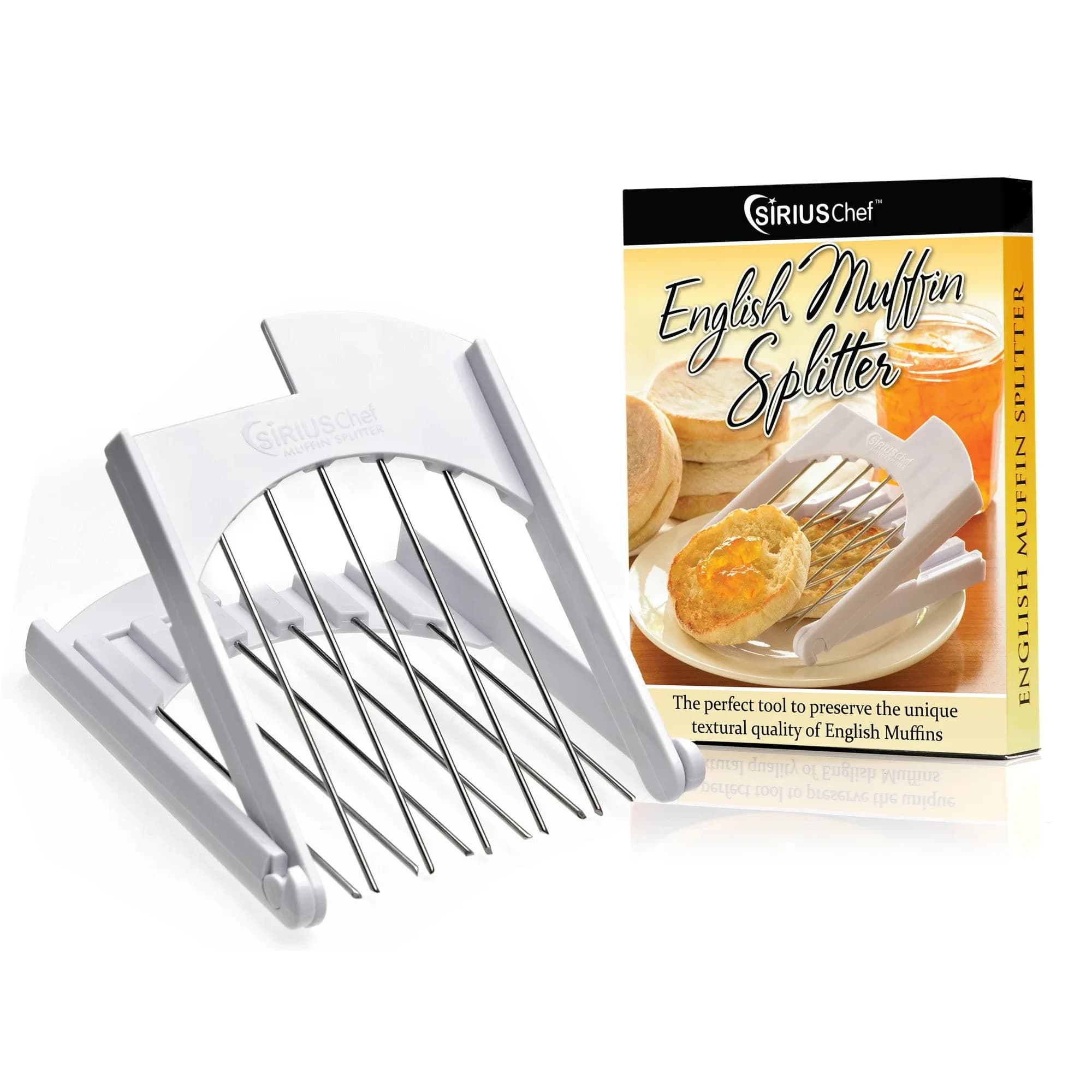 SIRIUS Chef English Muffin Splitter Tool | Stainless Steel Tines, Plastic Handles, 15.2 x 12 cm (6 x 4.75 Inches)