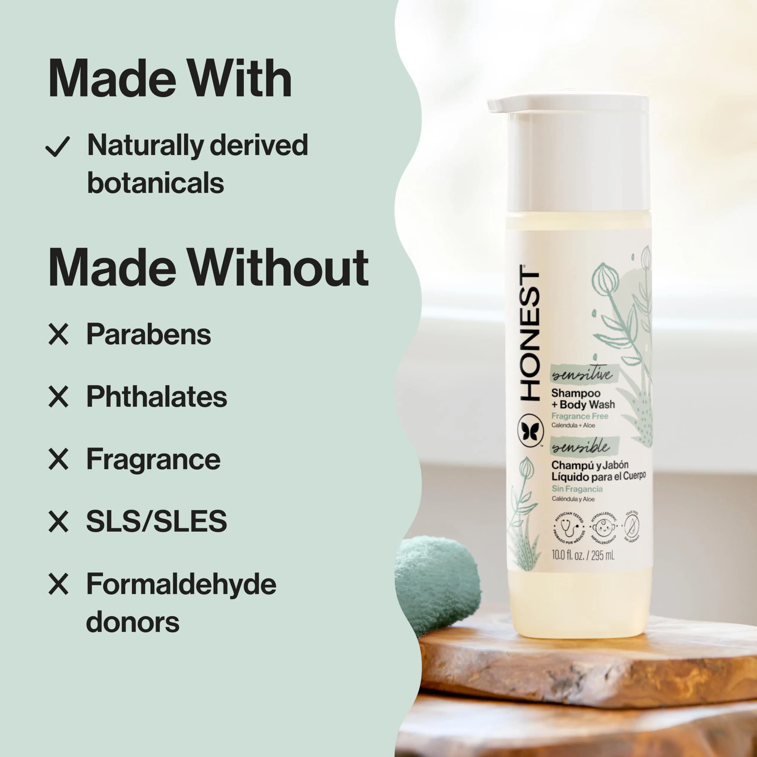 The Honest Company 2-in-1 Baby Shampoo & Body Wash Fragrance-Free Sensitive Skin 295ml (10 fl oz) | Gentle Cleanse for Delicate Skin - view 4
