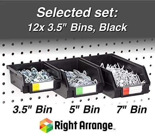 Right Arrange Pegboard Bins - 12 Pack Black | Organize Hardware & Small Parts thumbnail 4
