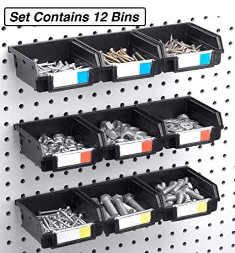 Right Arrange Pegboard Bins - 12 Pack Black | Organize Hardware & Small Parts thumbnail 3
