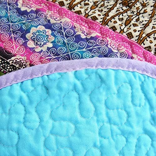 NEWLAKE Reversible Floral Patchwork Quilt Throw Blanket 60x78 Inch | Cotton, Blue Jacquard thumbnail 7