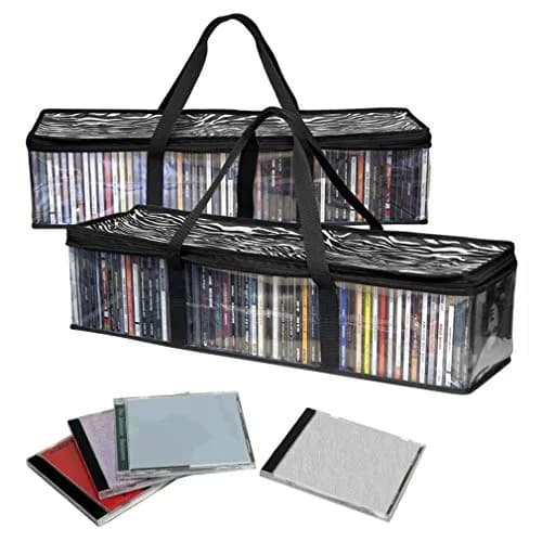 Evelots CD Storage Bags 2-Pack (Holds 96 Discs) | Zebra Print Media Organizer thumbnail 1
