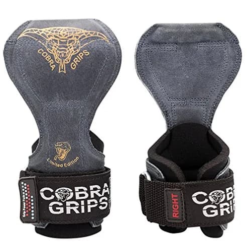 Cobra Grips PRO Charcoal Leather Weight Lifting Gloves with Wrist Wraps - 5.5-8.75" Wrist thumbnail 1