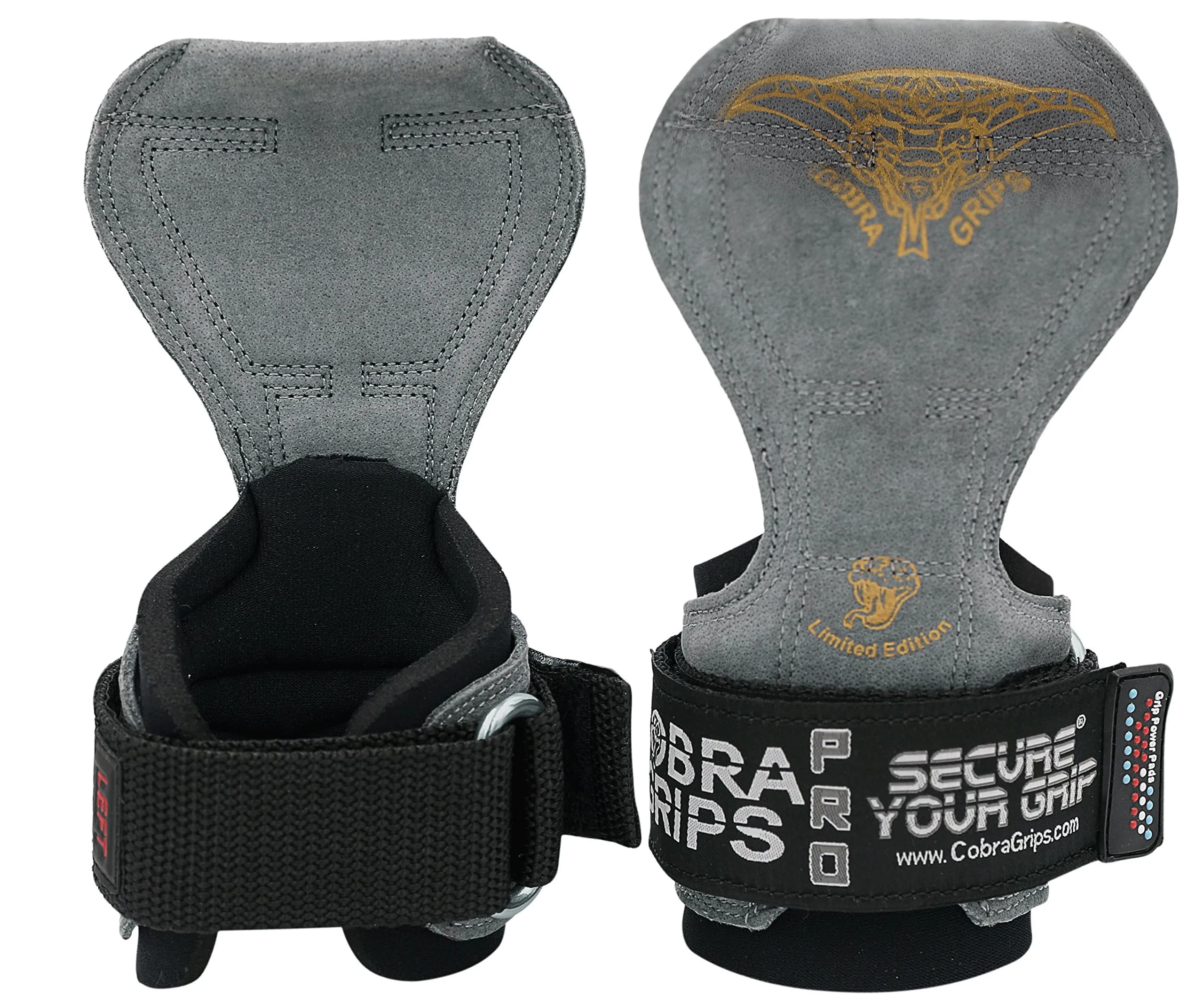 Cobra Grips PRO Charcoal Leather Weight Lifting Gloves with Wrist Wraps - 5.5-8.75" Wrist - view 2