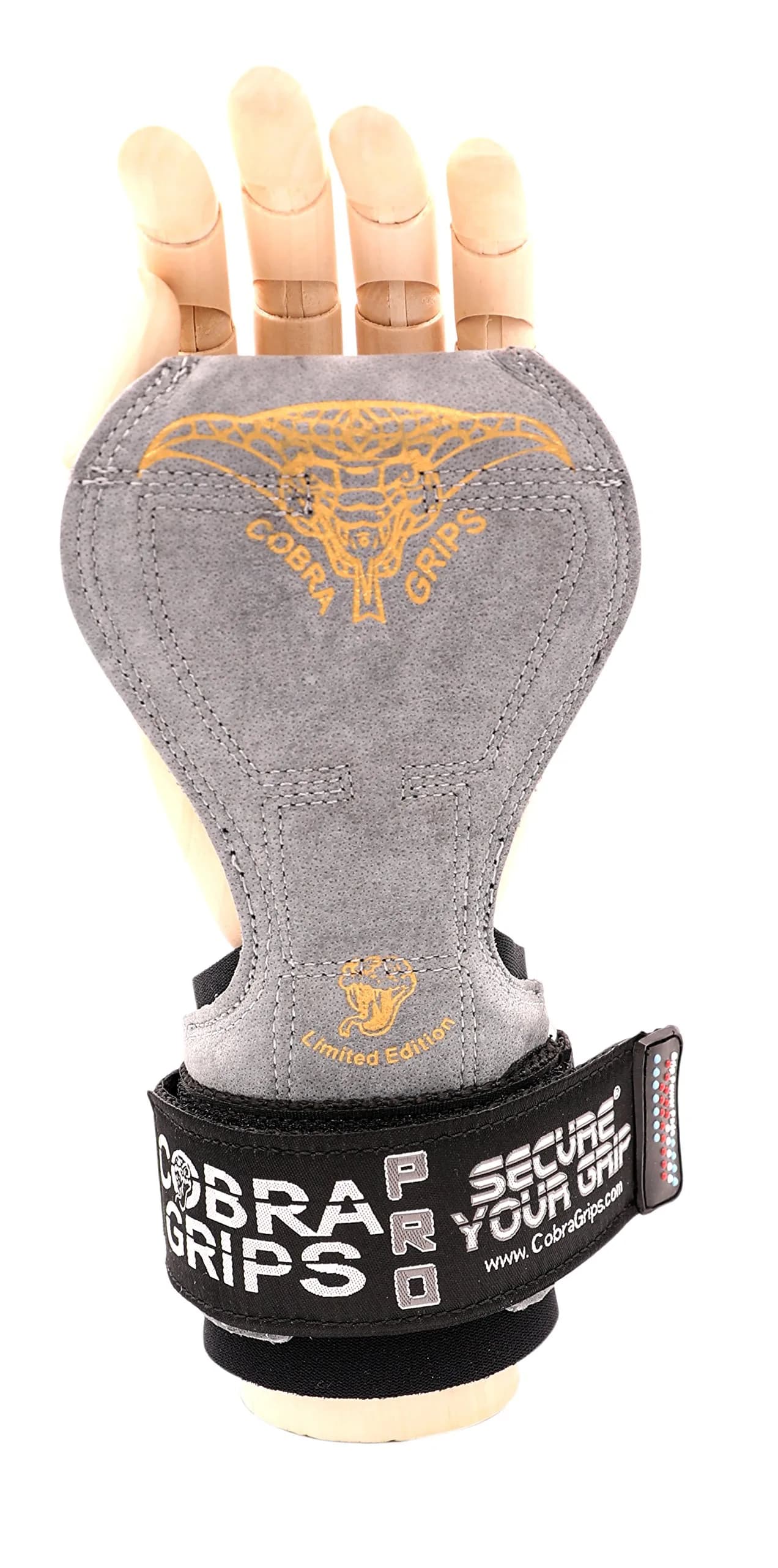Cobra Grips PRO Charcoal Leather Weight Lifting Gloves with Wrist Wraps - 5.5-8.75" Wrist - view 3