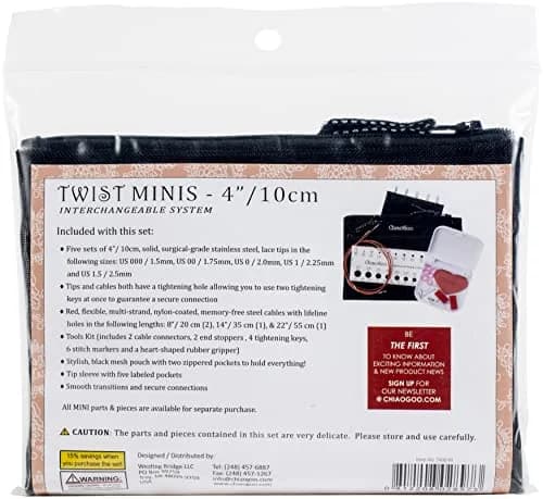 ChiaoGoo Twist SS Mini Set, 10 cm | Interchangeable Lace Needles for Knitting thumbnail 3