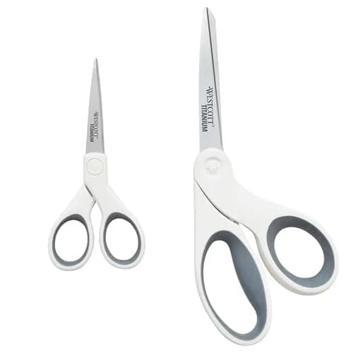 Westcott 5-Inch Micro-Tip & 8-Inch Bent Craft Fabric Scissors 2-Pack | Titanium Bonded Blades for Heavy Fabric and Precise Snips thumbnail 1