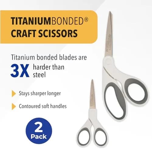 Westcott 5-Inch Micro-Tip & 8-Inch Bent Craft Fabric Scissors 2-Pack | Titanium Bonded Blades for Heavy Fabric and Precise Snips thumbnail 2