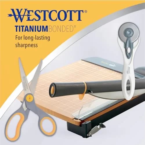 Westcott 5-Inch Micro-Tip Fabric Scissors | Titanium-Bonded Blades, Straight Edge, Ambidextrous Handle thumbnail 5