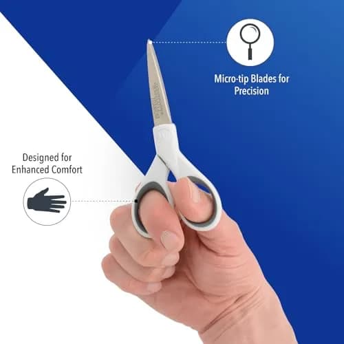 Westcott 5-Inch Micro-Tip Fabric Scissors | Titanium-Bonded Blades, Straight Edge, Ambidextrous Handle thumbnail 3