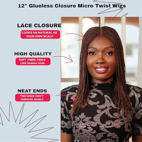 Wow Braids Twisted Wigs, Micro Million Twist Wig - 30/33 Mix, 12 Inches | Realistic, Lightweight & Easy to Style thumbnail 2