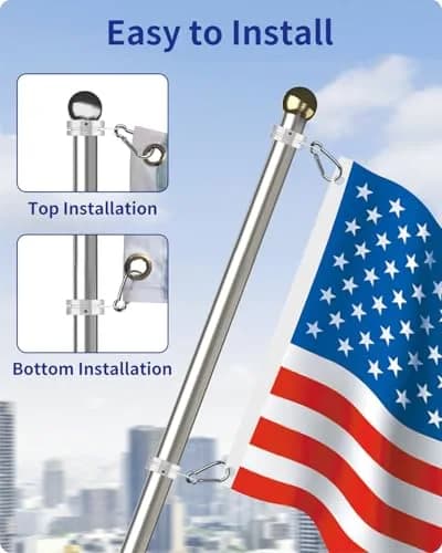 Loretoy 2 Pack Aluminum Alloy Flag Pole Rings 2.54 cm (1 inch) Diameter | 360° Rotating Anti-Wrap Design thumbnail 6