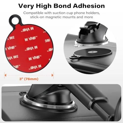 APPS2Car 3-Pack 3" Dashboard Mounting Pad Disk | Universal Suction Cup Mount Base thumbnail 4