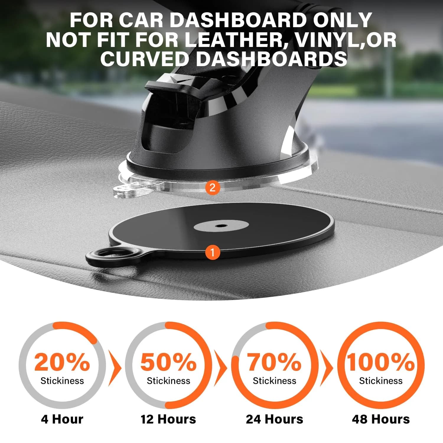 APPS2Car 3-Pack 3" Dashboard Mounting Pad Disk | Universal Suction Cup Mount Base - view 5